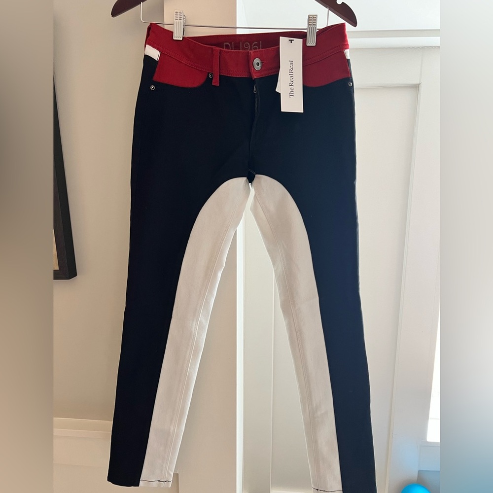 DL1961 Emma black red and white jeans